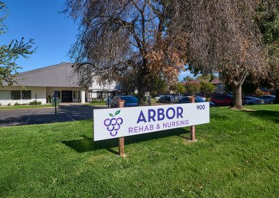 The front entrance sign to Arbor Rehab