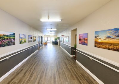 The hallways at Arbor Rehab